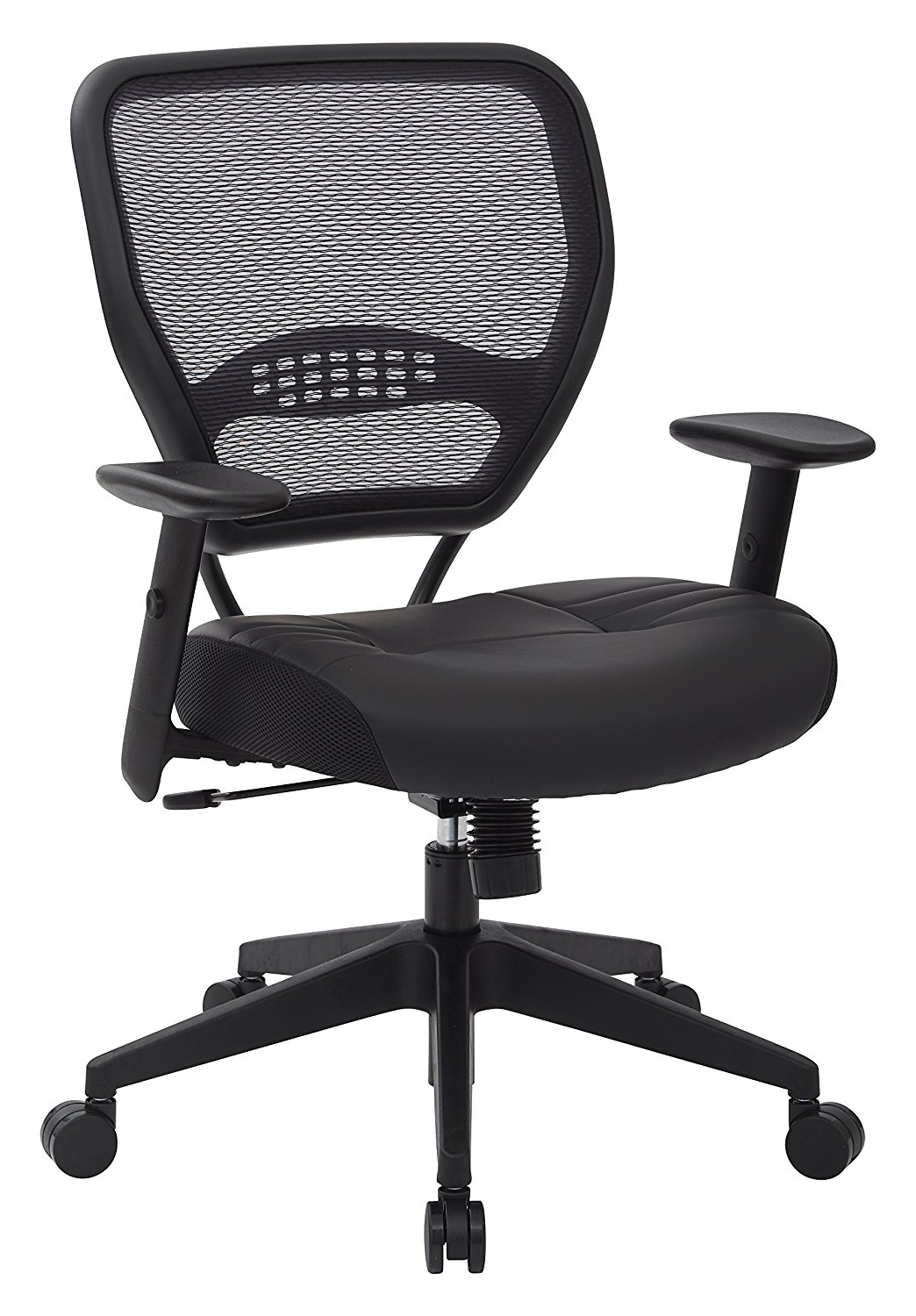 SPACE Seating Professional AirGrid Dark Back and Padded Black Eco Leather Seat